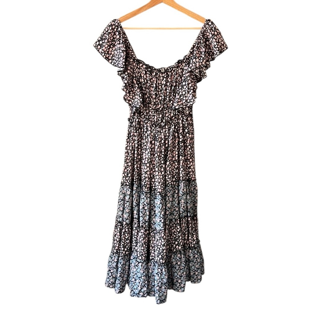 Easel Los Angeles Sz S Ditsy Floral Prairie Cottagecore Midi Dress Milkmaid
